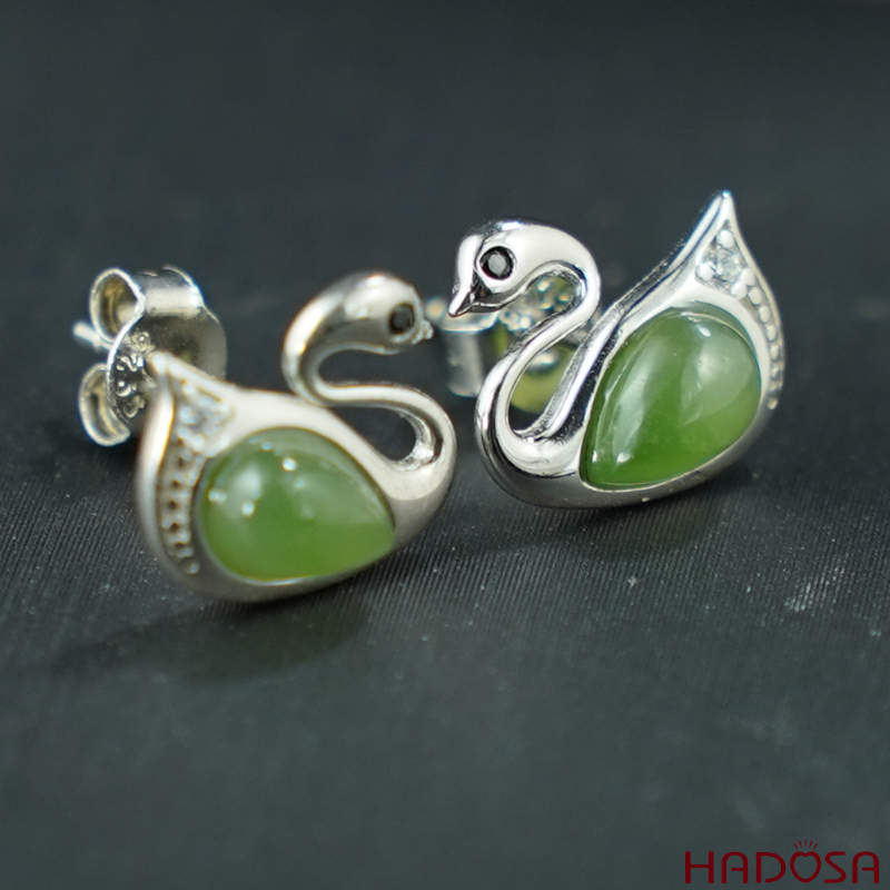 Bông tai Ngọc Bích Canada 04*06mm bạc 925
