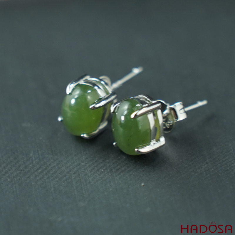 Bông tai Ngọc Bích Canada 6*8mm) bạc 925