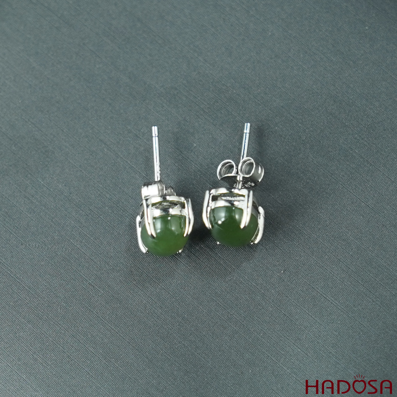 Bông tai Ngọc Bích Canada 6*8mm) bạc 925