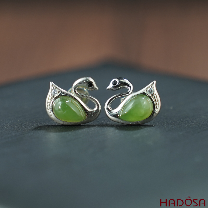 Bông tai Ngọc Bích Canada 04*06mm bạc 925