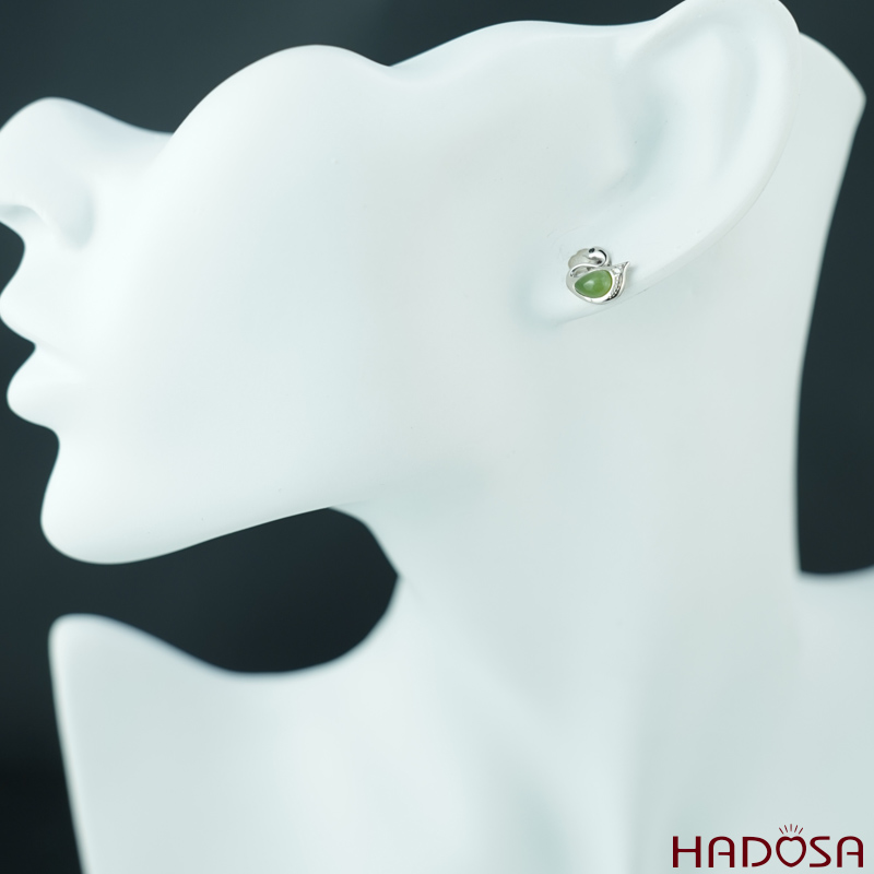 Bông tai Ngọc Bích Canada 04*06mm bạc 925