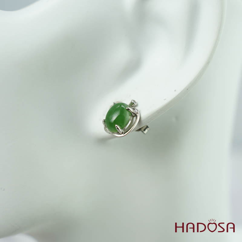 Bông tai Ngọc Bích Canada 7*9mm bạc 925