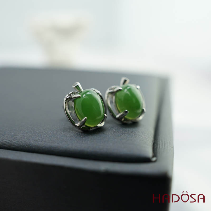 Bông tai Ngọc Bích Canada 7*9mm bạc 925