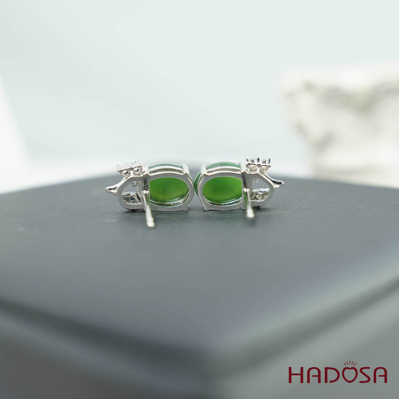 Bông tai Ngọc Bích Canada (7*9mm) Bạc 925