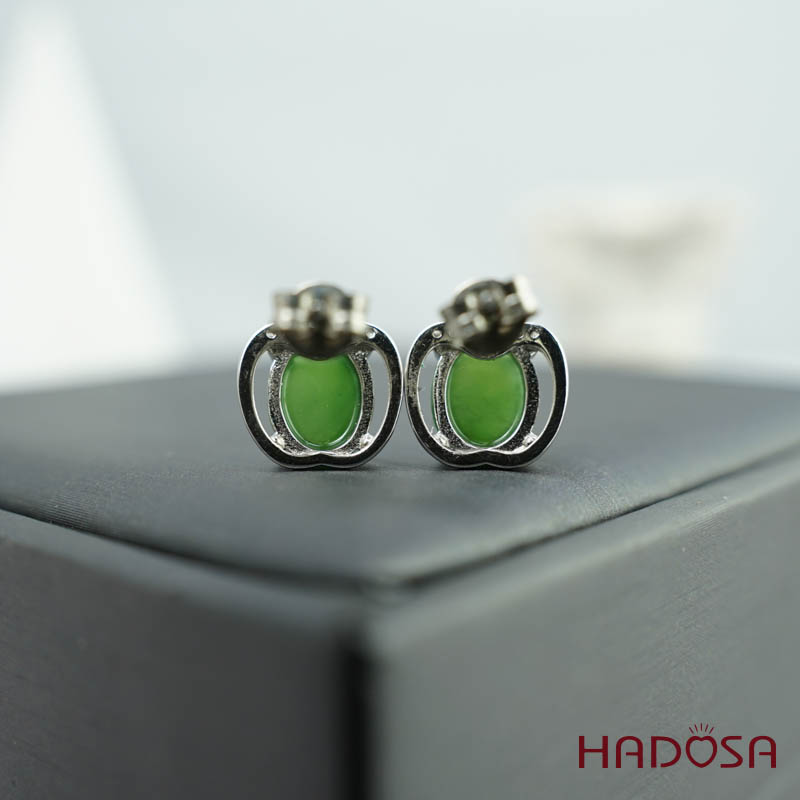 Bông tai Ngọc Bích Canada 7*9mm bạc 925