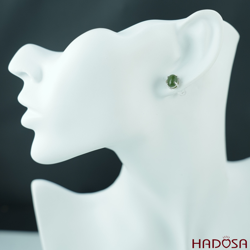 Bông tai Ngọc Bích Canada 6*8mm) bạc 925