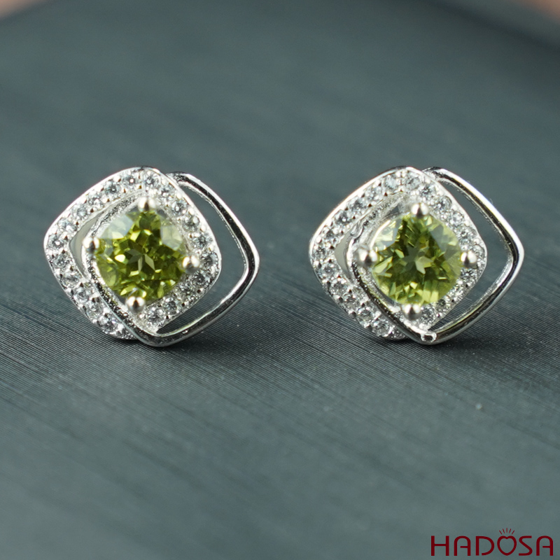 Bông tai Peridot 5mm bạc 925