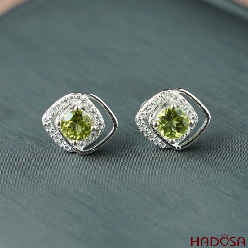 Bông tai Peridot 5mm bạc 925