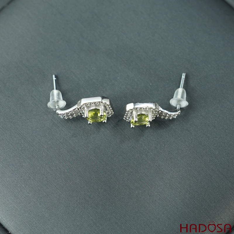 Bông tai Peridot 5mm bạc 925