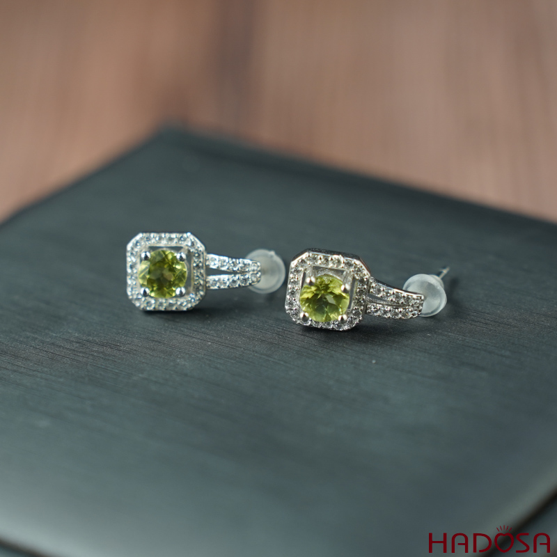 Bông tai Peridot 5mm bạc 925