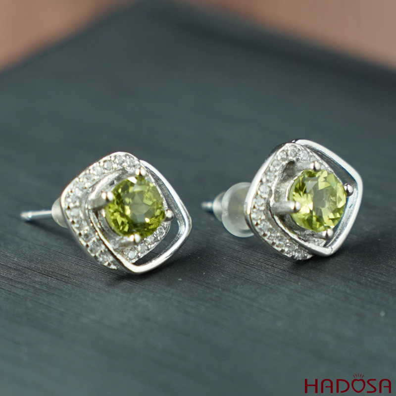 Bông tai Peridot 5mm bạc 925