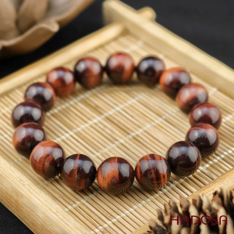 Vòng tay đá Mắt Hổ nâu đỏ 12mm chuẩn 5A
