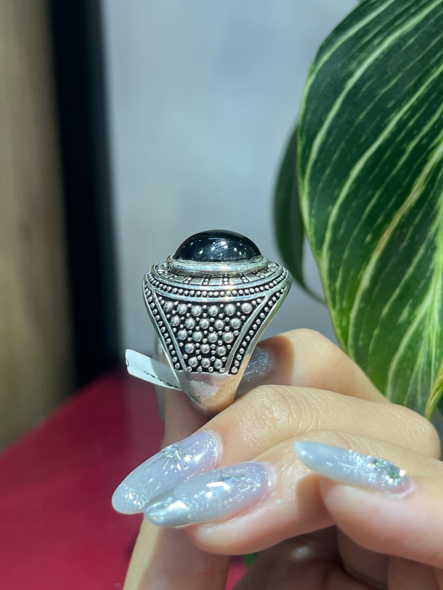 Nhẫn đá Onyx đen bạc 925 cao cấp