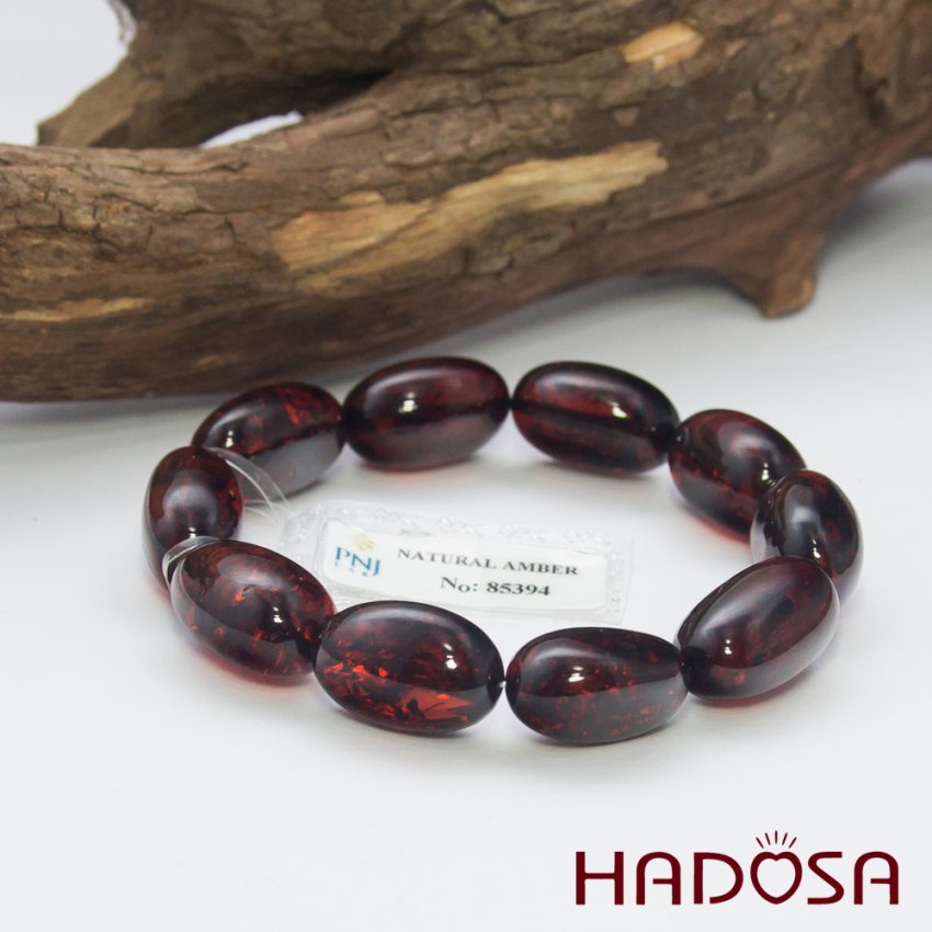 Vòng Hổ Phách Baltic vàng nâu hạt bầu dục 13x17mm