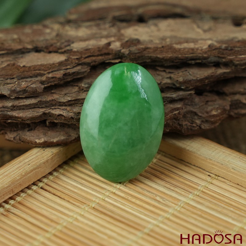 Mặt Cẩm Thạch Oval Xanh Đậu Vân Lý 19x27mm