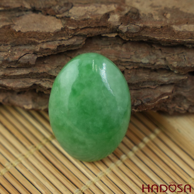 Mặt Cẩm Thạch Oval Xanh Đậu Vân Lý 18x25mm