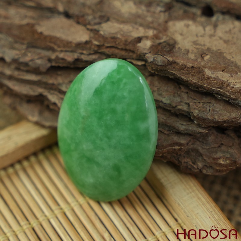 Mặt Cẩm Thạch Oval Xanh Đậu Vân Lý 21x30mm