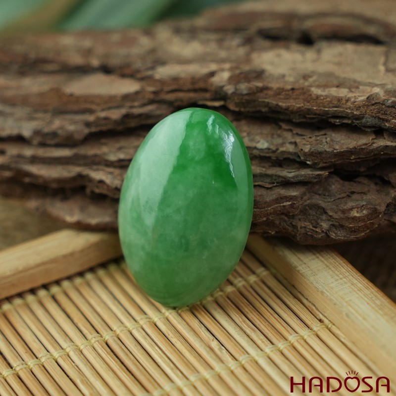 Mặt Cẩm Thạch Oval Xanh Đậu Vân Lý 19x27mm