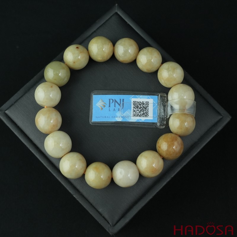 Vòng chuỗi Ngọc Cẩm Thạch Jade A huyết sứ 13mm