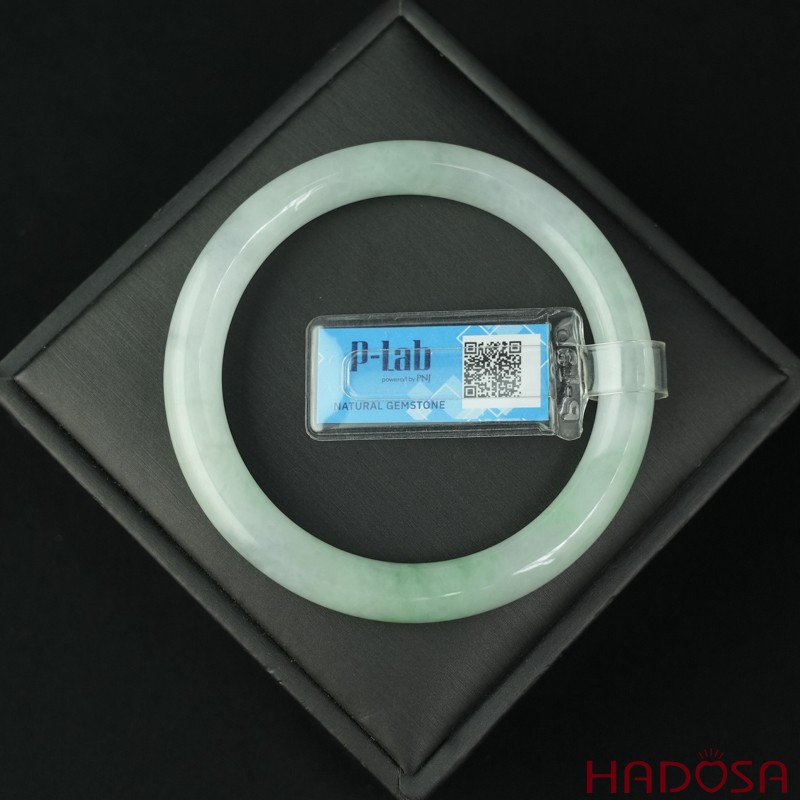 Vòng Ngọc Cẩm Thạch bản tròn xanh trong vân đậu ni 55