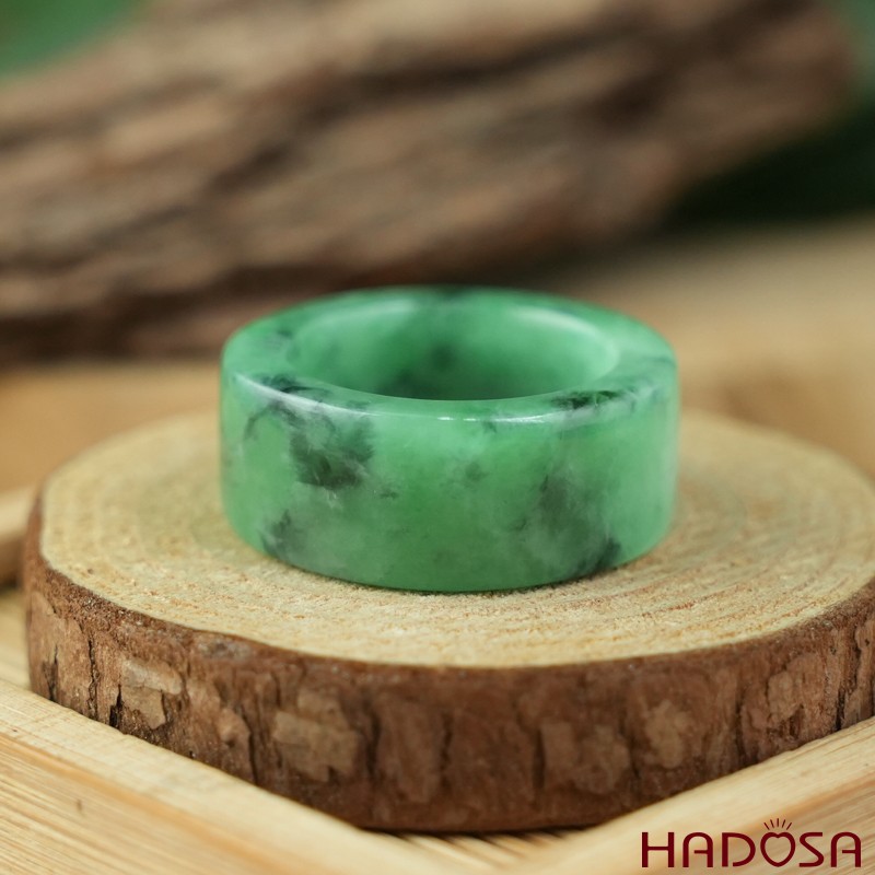Nhẫn Cẩm thạch Càn Long bản vuông xanh vân ni 27
