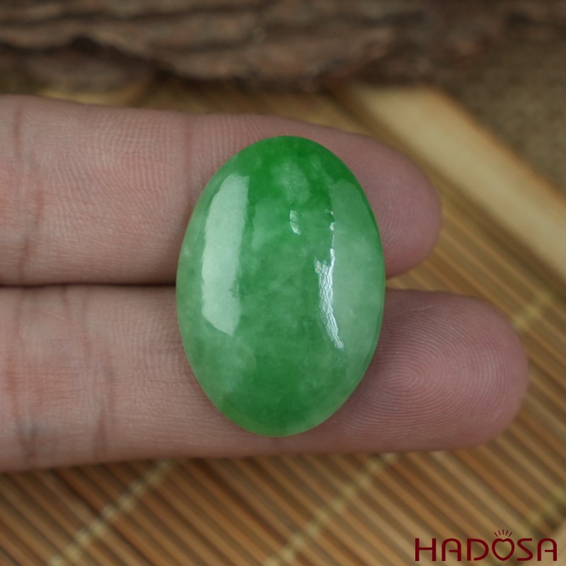 Mặt Cẩm Thạch Oval Xanh Đậu Vân Lý 19x27mm