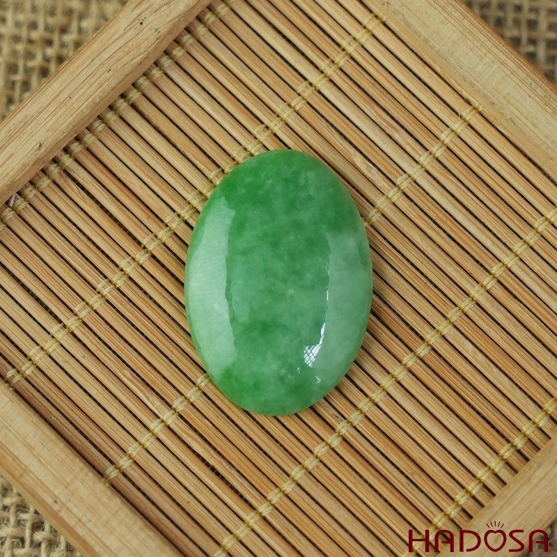 Mặt Cẩm Thạch Oval Xanh Đậu Vân Lý 21x30mm