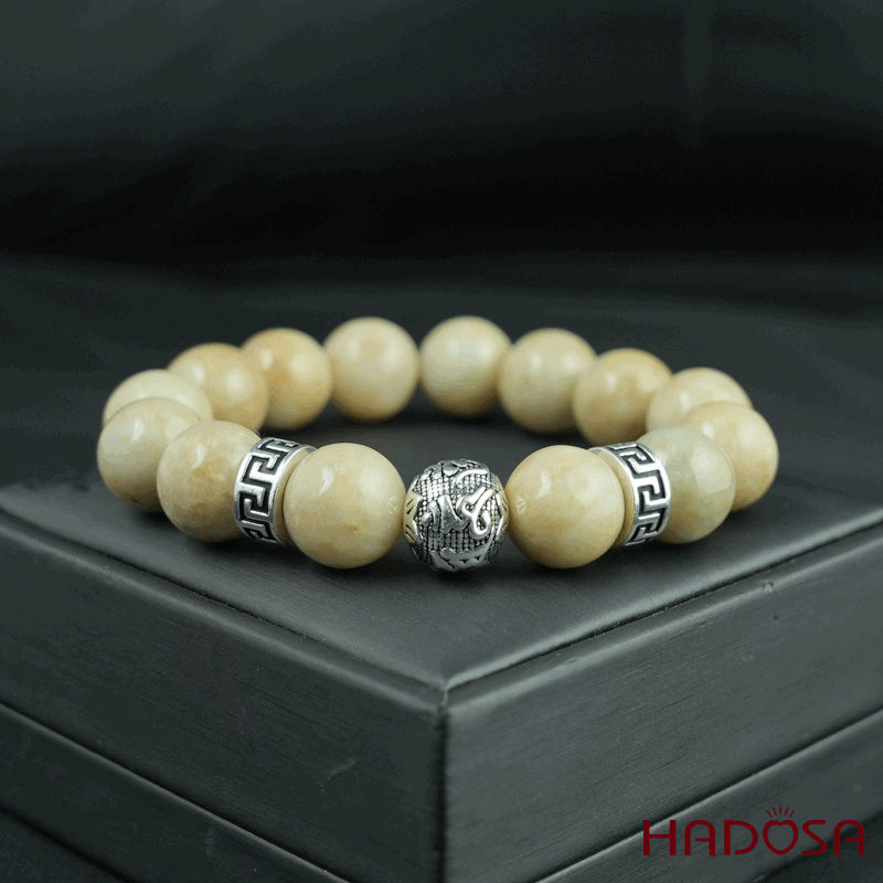 Vòng chuỗi Ngọc Cẩm Thạch Jade A huyết sứ 13mm mix charm bạc