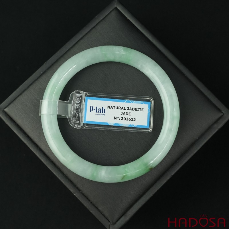 Vòng Ngọc Cẩm Thạch bản tròn xanh trong vân đậu ni 54