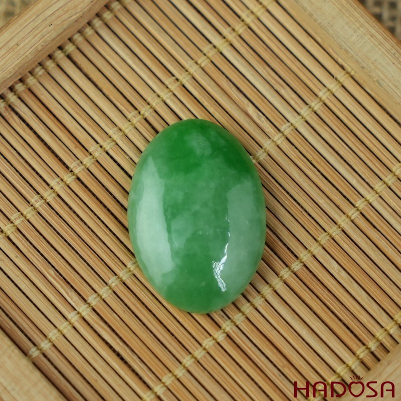 Mặt Cẩm Thạch Oval Xanh Đậu Vân Lý 19x27mm