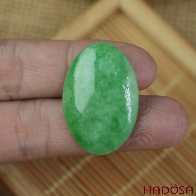 Mặt Cẩm Thạch Oval Xanh Đậu Vân Lý 21x30mm