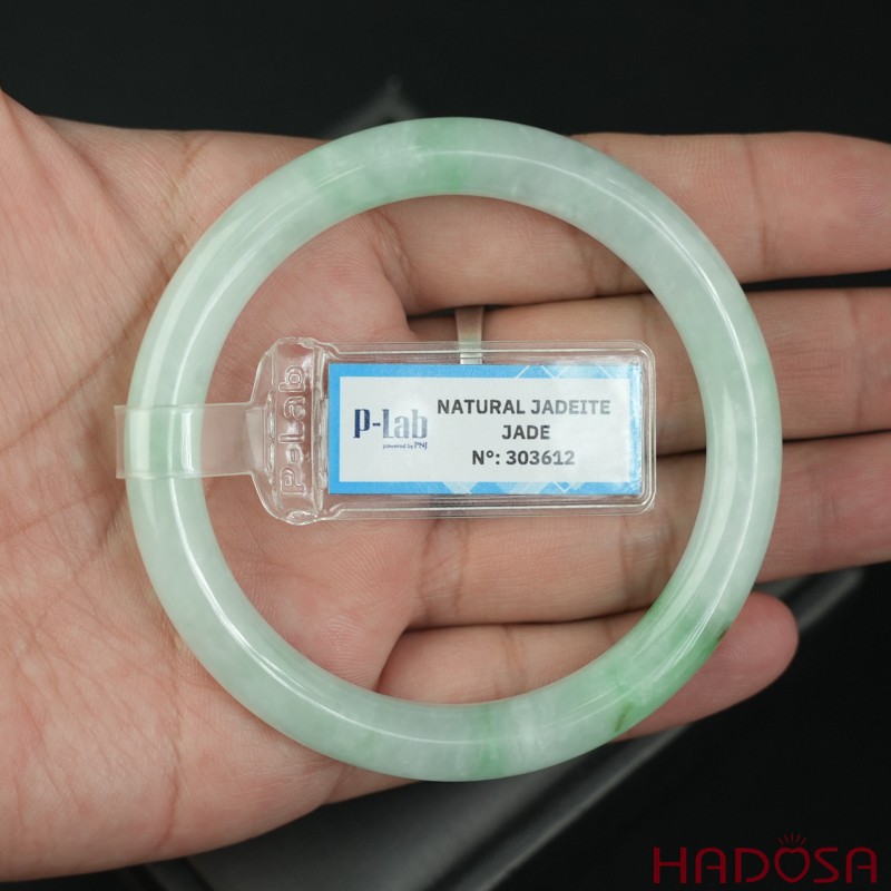 Vòng Ngọc Cẩm Thạch bản tròn xanh trong vân đậu ni 54