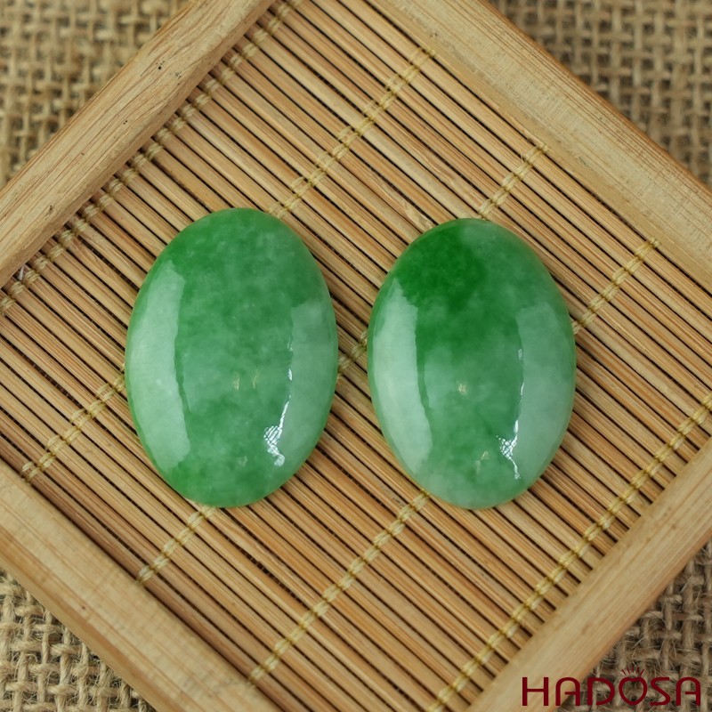 Mặt Cẩm Thạch Oval Xanh Đậu Vân Lý 21x30mm