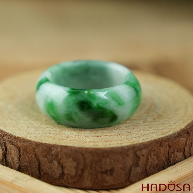 Nhẫn Cẩm Thạch xanh chủng nếp bản oval size 21 | HADOSA