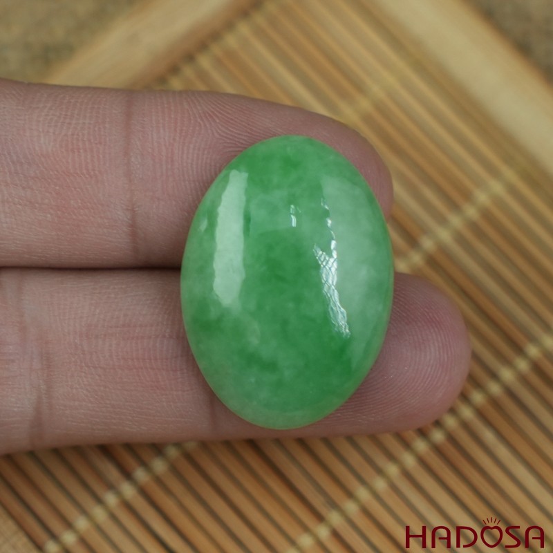 Mặt Cẩm Thạch Oval Xanh Đậu Vân Lý 18x25mm