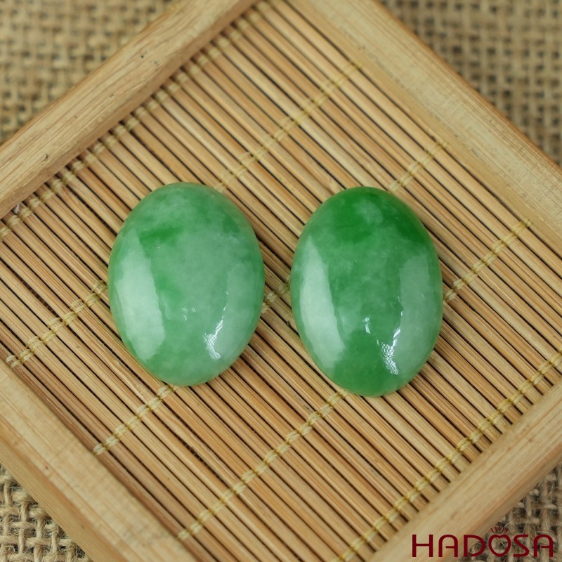Mặt Cẩm Thạch Oval Xanh Đậu Vân Lý 19x27mm