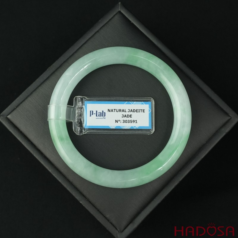 Vòng Ngọc Cẩm Thạch bản tròn xanh trong vân đậu ni 54