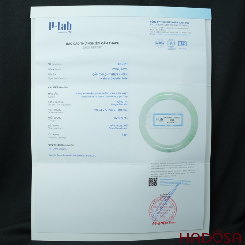 Vòng Ngọc Cẩm Thạch bản tròn xanh trong vân đậu ni 53