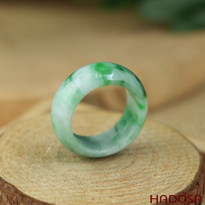 Nhẫn Cẩm Thạch xanh chủng nếp bản oval size 21 | HADOSA