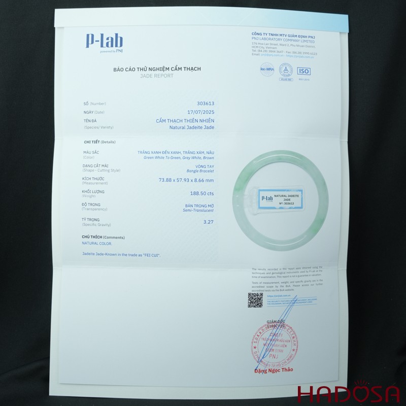 Vòng Ngọc Cẩm Thạch bản tròn xanh trong vân đậu ni 57