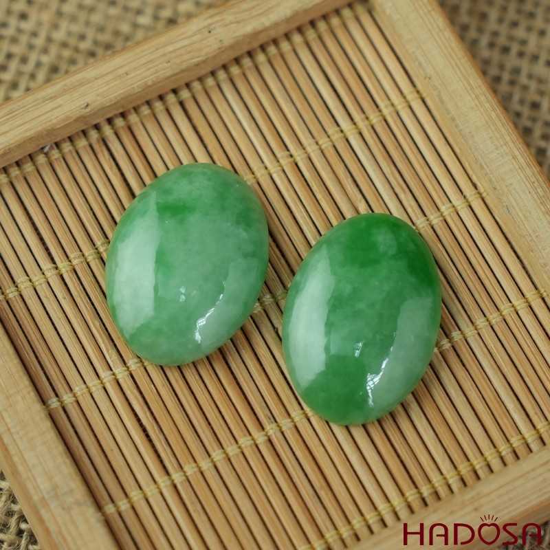 Mặt Cẩm Thạch Oval Xanh Đậu Vân Lý 19x27mm