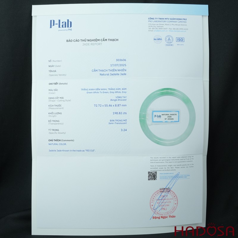 Vòng Ngọc Cẩm Thạch bản tròn xanh trong vân đậu ni 55