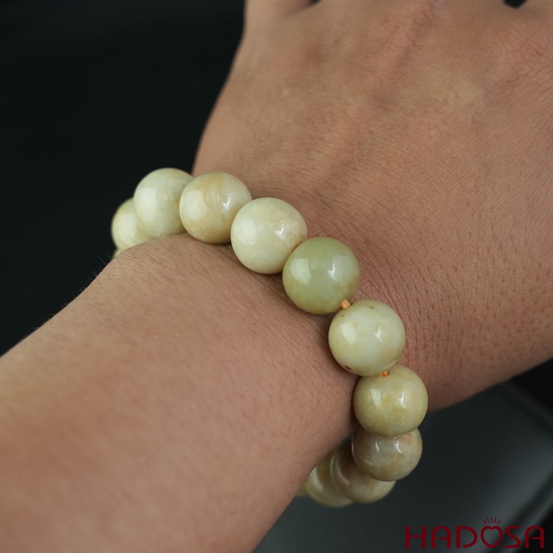 Vòng chuỗi Ngọc Cẩm Thạch Jade A huyết sứ 13mm
