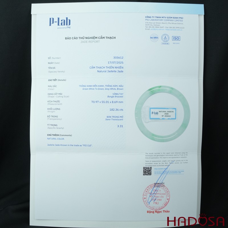 Vòng Ngọc Cẩm Thạch bản tròn xanh trong vân đậu ni 54