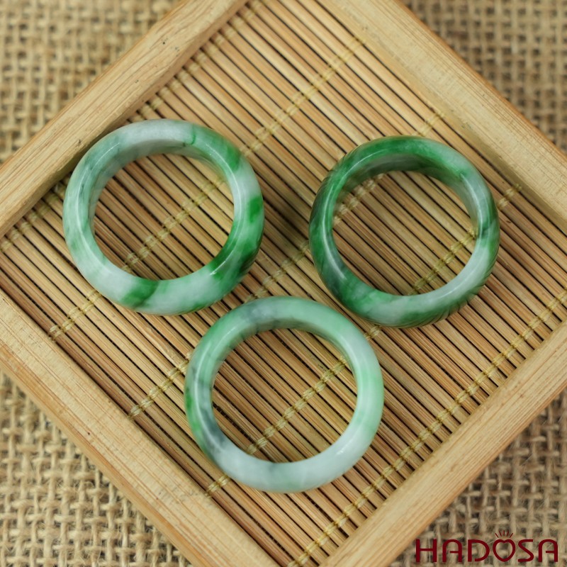 Nhẫn Cẩm Thạch xanh chủng nếp bản oval size 21 | HADOSA