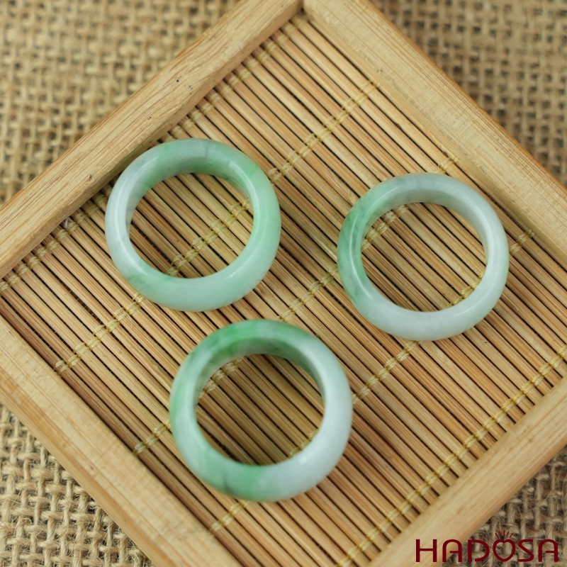 Nhẫn Cẩm Thạch xanh đậu lý bản tròn ni 14 | HADOSA