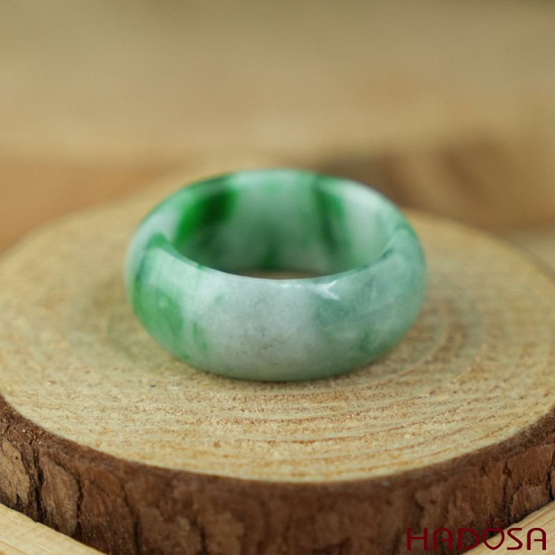 Nhẫn Cẩm Thạch xanh chủng nếp bản oval size 21 | HADOSA