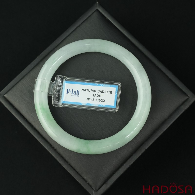 Vòng Ngọc Cẩm Thạch bản tròn xanh trong vân đậu ni 55