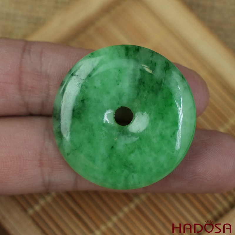 Mặt đồng điếu Cẩm Thạch xanh vân bông 33mm