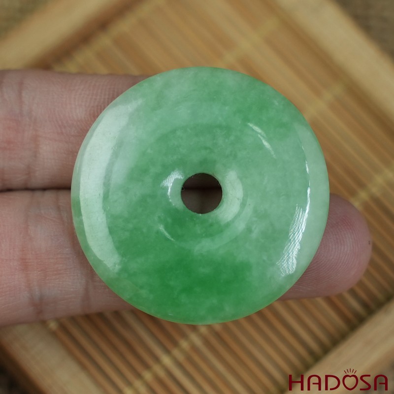 Mặt đồng điếu Cẩm Thạch xanh đậu 34mm